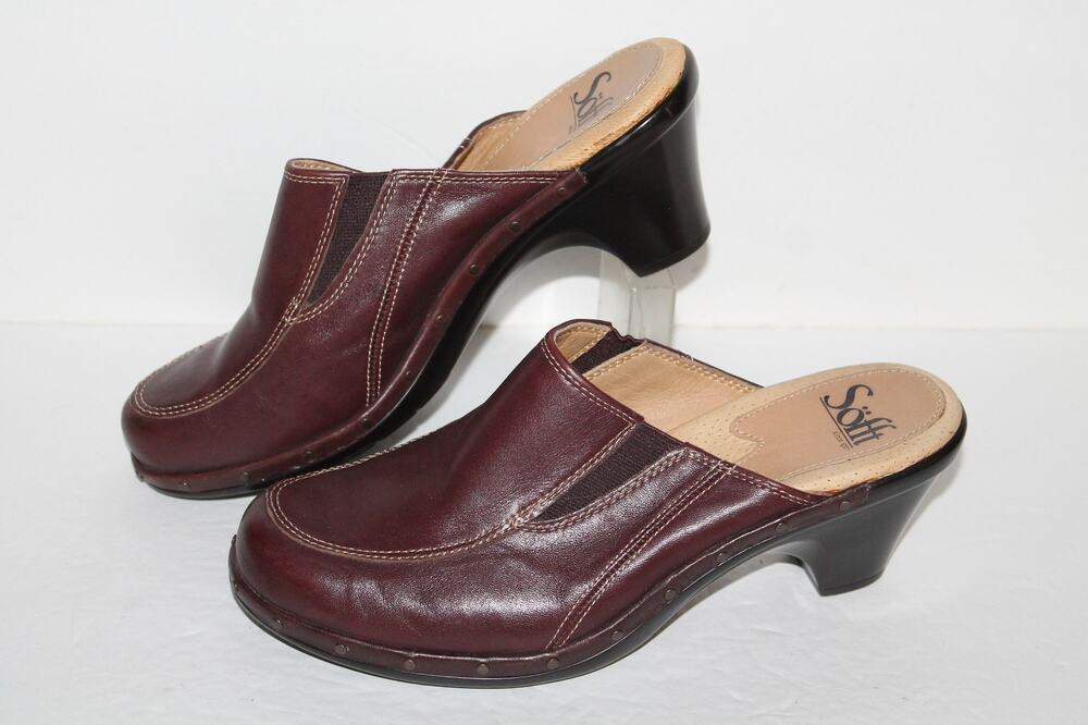 Sofft Mules, #1506300, Oxblood, Leather, Womens US Size 8.5
